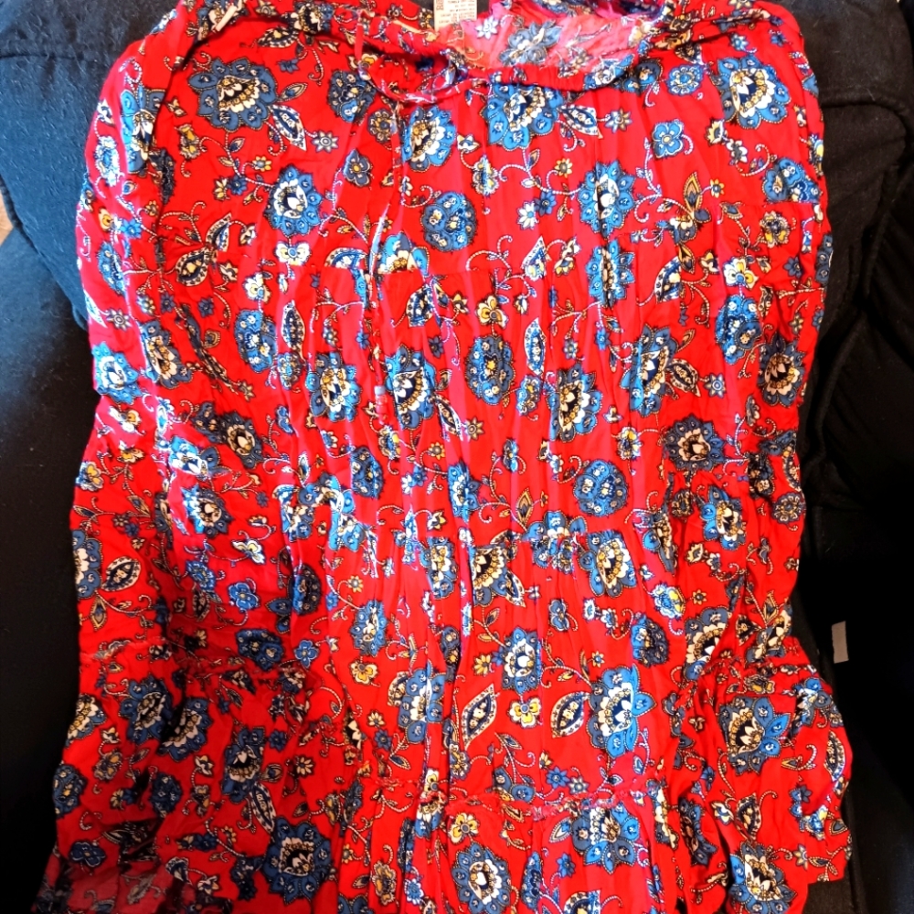 Women’s White Stag Casual Red Floral Maxi Skirt  XL 16/18